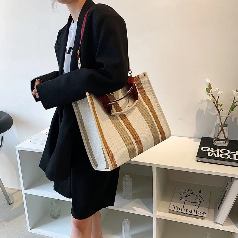 Luxury Women Canvas Handbags High Quality Ladies Large Capacity Purse Shoulder Bag Designer Female Travel Tote Messenger Bags
