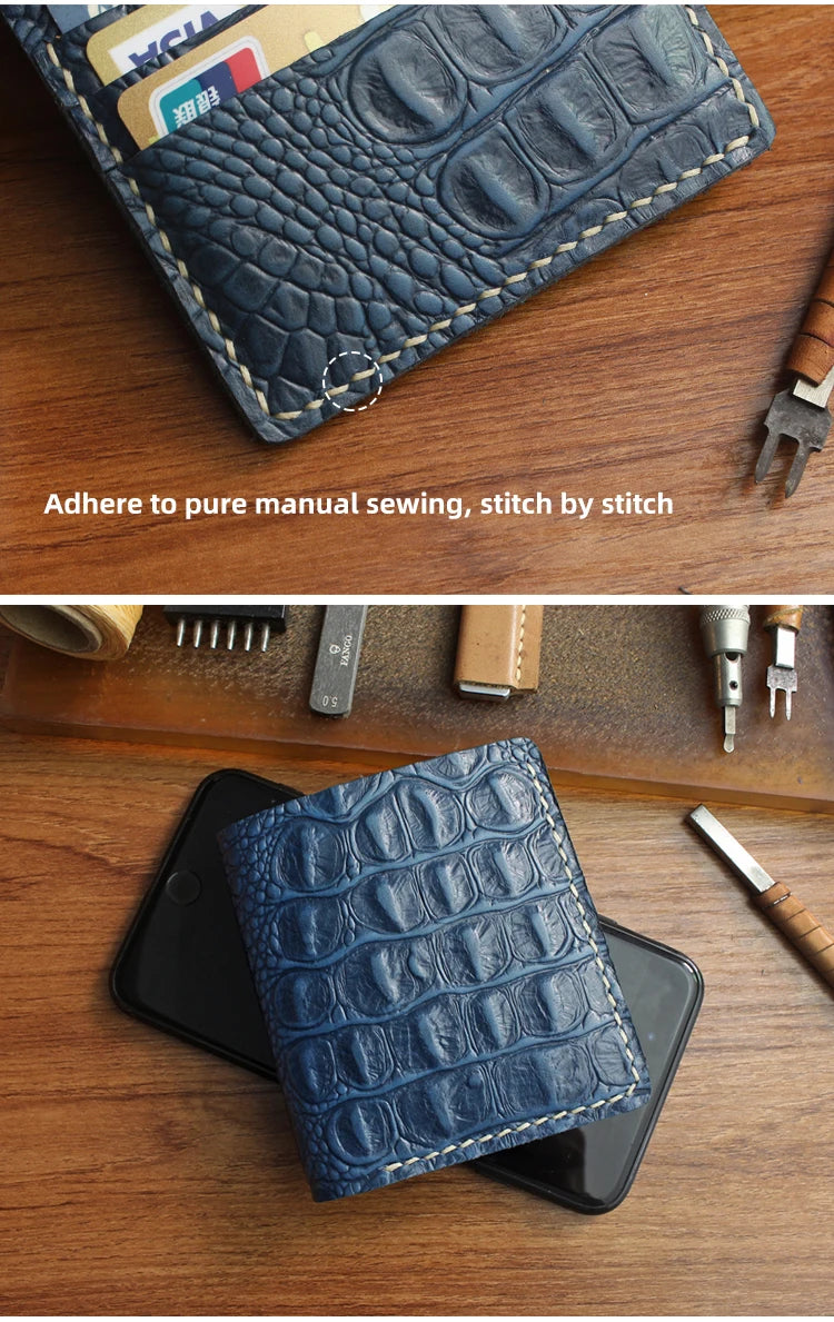 Luxury Genuine Leather Women's Wallet Handmade Leather Bifold Short Wallets For Men Portable Storage Credit Card Holder Purse