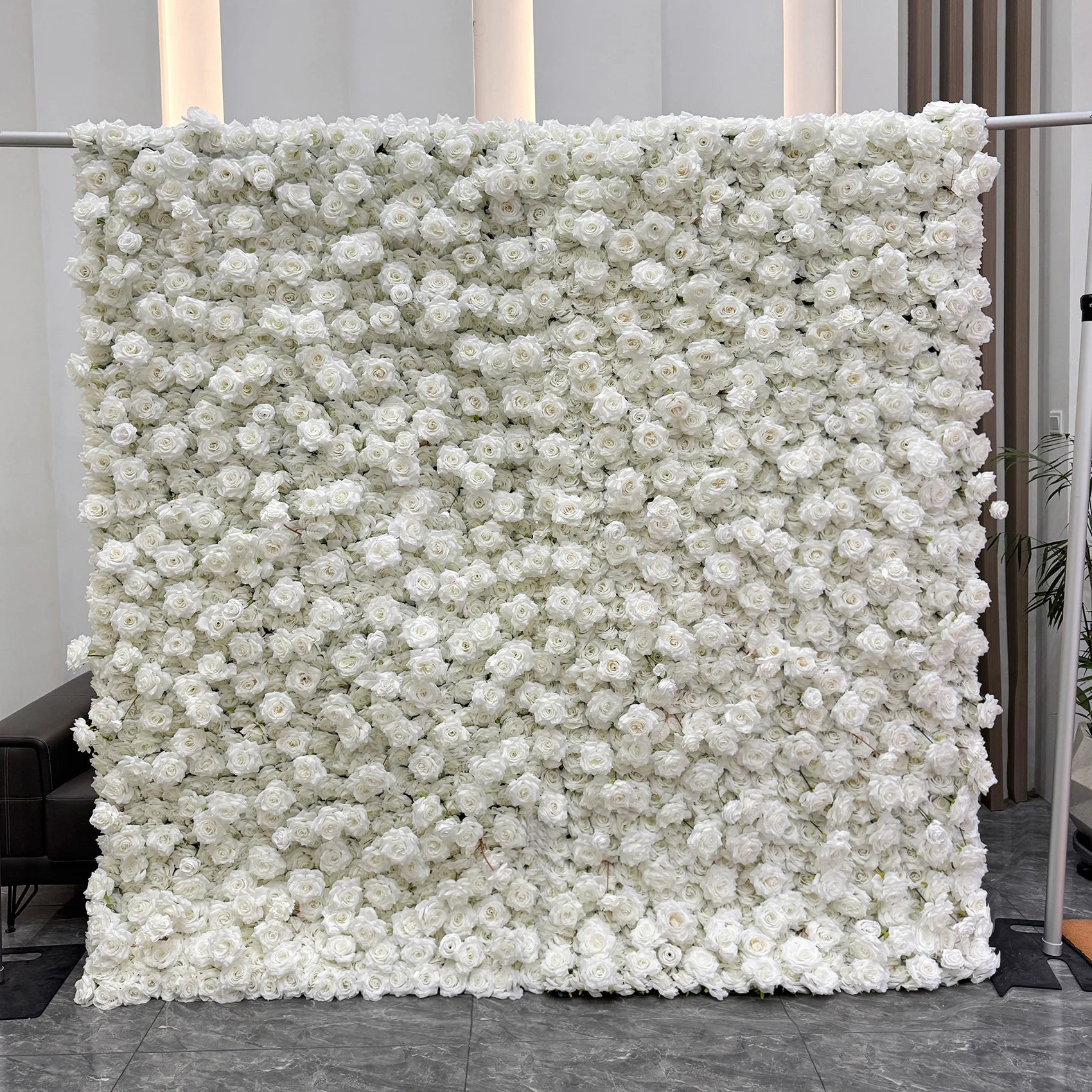 8*8 Lilac Blue Floral Wall Backdrop Panel Arrangement 3D Roll up Artifical Silk Rose Flower Wall for Home Wedding Party Decor