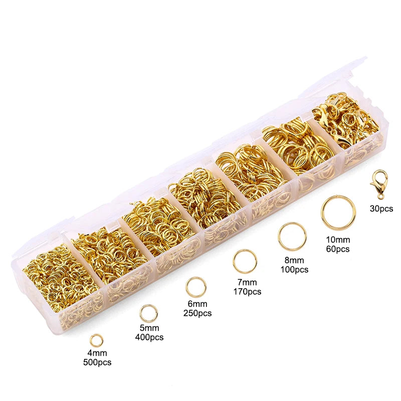 A Set Jewelry Findings Tool Set Open Jump Rings,Jewelry Pliers, Lobster Clasps hooks, jewelry tweezers Jewelry Making Supplies
