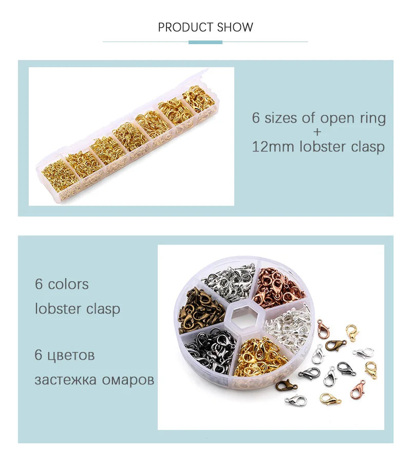 A Set Jewelry Findings Tool Set Open Jump Rings,Jewelry Pliers, Lobster Clasps hooks, jewelry tweezers Jewelry Making Supplies