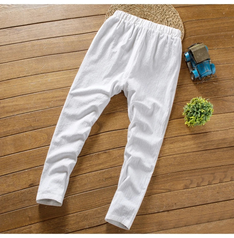 (Shirt + trousers) summer men shirt Man Cotton and linen shirts Short sleeve men's casual shirts men A set of clothes M-5XL