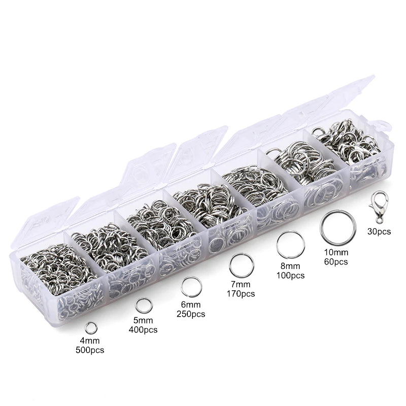 A Set Jewelry Findings Tool Set Open Jump Rings,Jewelry Pliers, Lobster Clasps hooks, jewelry tweezers Jewelry Making Supplies