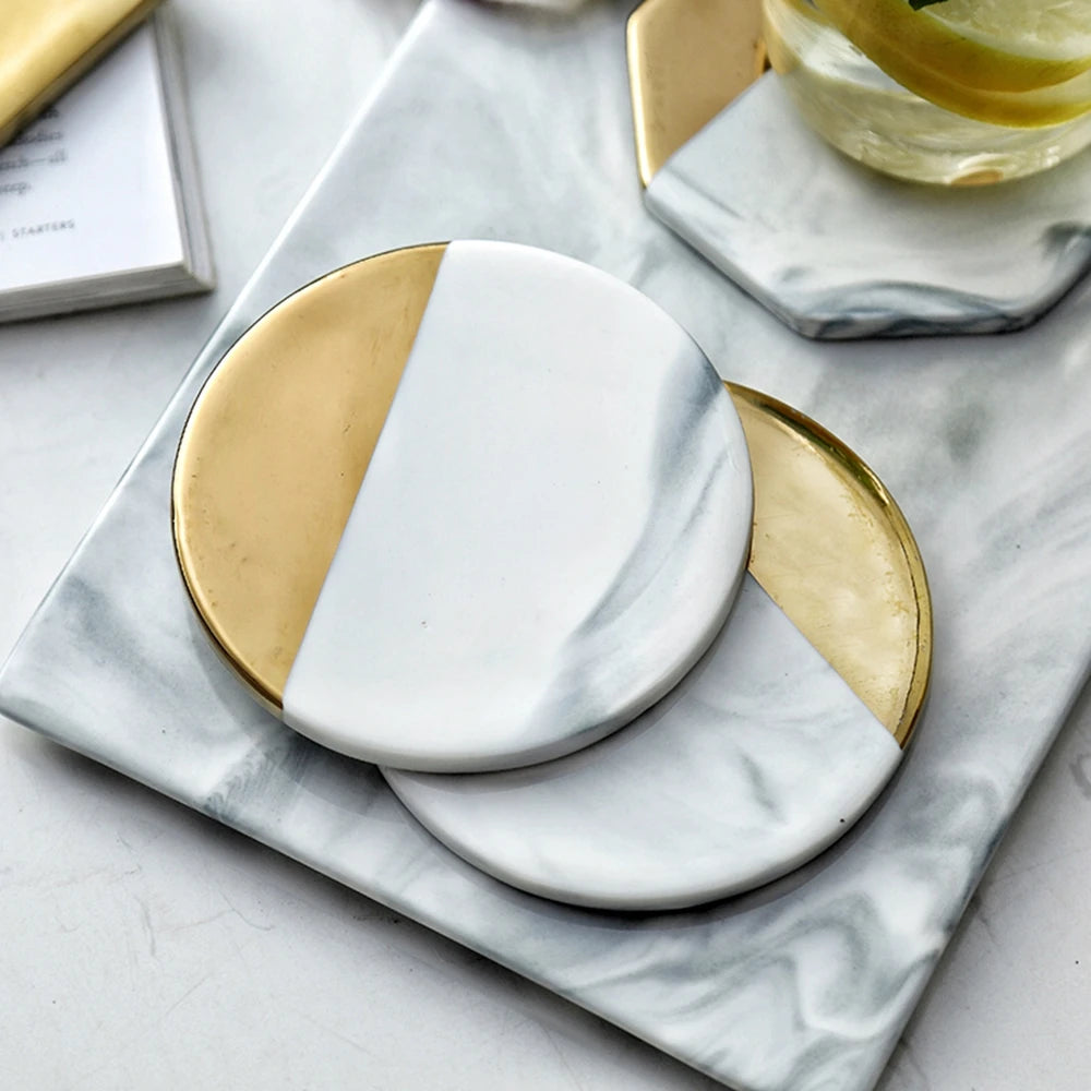 Posavasos de cerámica creativo con imitación de mármol, tapete para tazas de café, decoración de mesa de escritorio, posavasos para bebidas, tapete de vidrio, herramienta de cocina