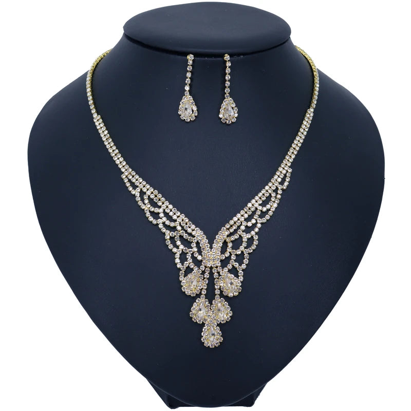 Juego de joyas de cristal con diamantes de imitación – Lujoso, brillante y perfecto para novias