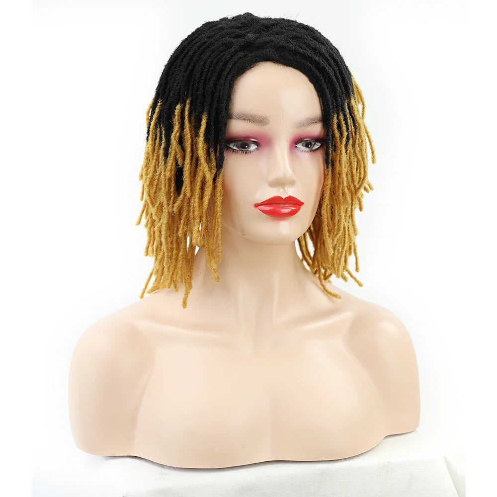 10Inches Braided Wigs  Afro Bob Wig Synthetic DreadLock Wigs For Black Woman Short Curly Ends Cosplay Yun Rong Hair