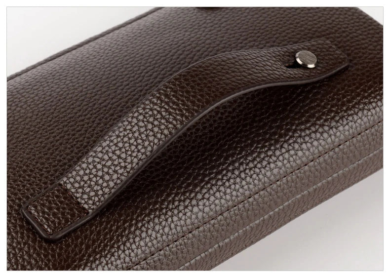 Luxury Brand Men's Wallet Leather Long Wallet  PU Leather Wallet Men Double Zipper Coin Pocket Purse Business Clutch Phone Bag