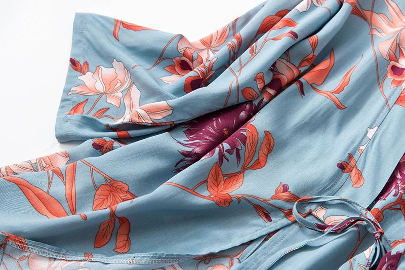 Women Sexy Pajama Sleepwear Sets Floral Printed Pyjama Femme Robe for Ladies Home Suit Spring Summer Nightwear Pijama 3 Pieces