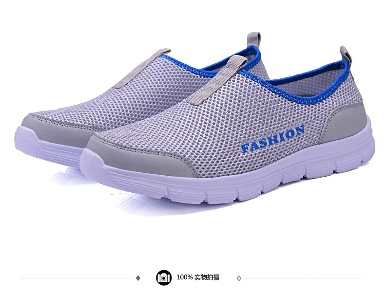 Zapatos casuales de verano para hombre, nuevas zapatillas planas para hombre, talla grande 36-46, de malla, ligeras, transpirables, zapatos sin cordones de agua, mocasines para hombre