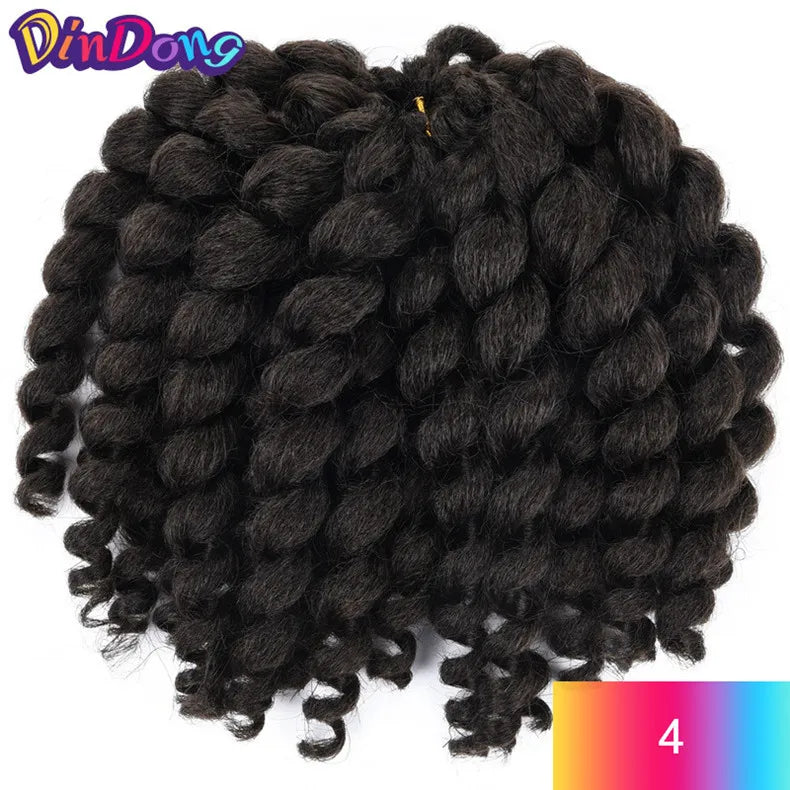 DinDong 8'' Synthetic Jumpy Wand Curl Hair Jamaican Bounce Braiding Hair Extension Crochet Braids Hair For Woman