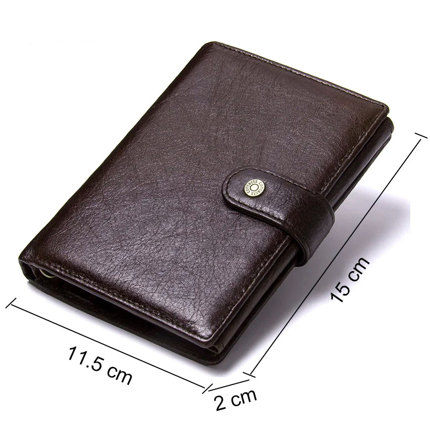 CONTACT'S Leather Wallet Luxury Male Genuine Leather Wallets Men Hasp Purse With Passcard Pocket and Card Holder High Quality