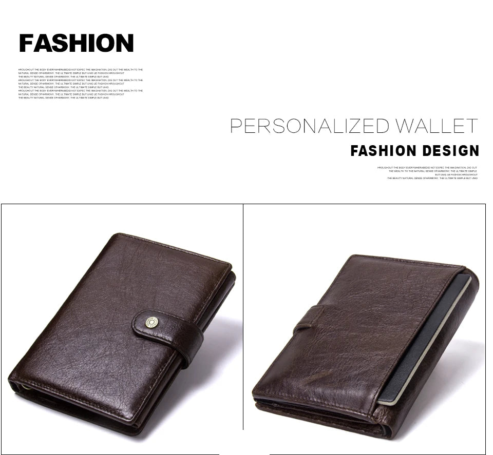 CONTACT'S Leather Wallet Luxury Male Genuine Leather Wallets Men Hasp Purse With Passcard Pocket and Card Holder High Quality