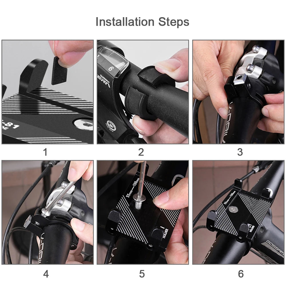Aluminum Alloy Bicycle Phone Holder Motorcycle Handlebar Mount for 3.5-6.2" Smart Phone for iPhone  Xs Max Xr X 8 Samsung Xiaomi