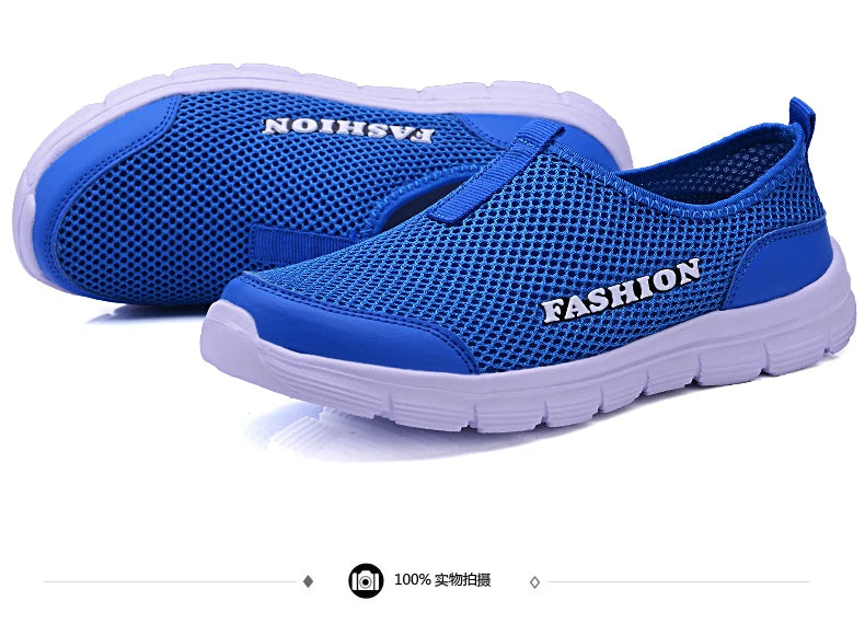 Zapatos casuales de verano para hombre, nuevas zapatillas planas para hombre, talla grande 36-46, de malla, ligeras, transpirables, zapatos sin cordones de agua, mocasines para hombre