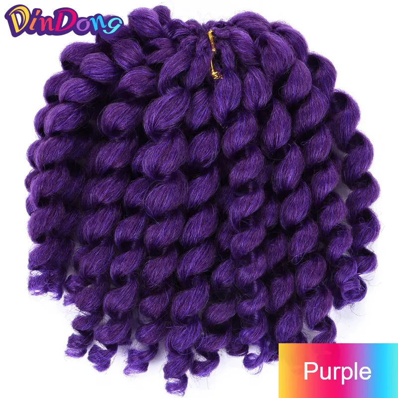 DinDong 8'' Synthetic Jumpy Wand Curl Hair Jamaican Bounce Braiding Hair Extension Crochet Braids Hair For Woman