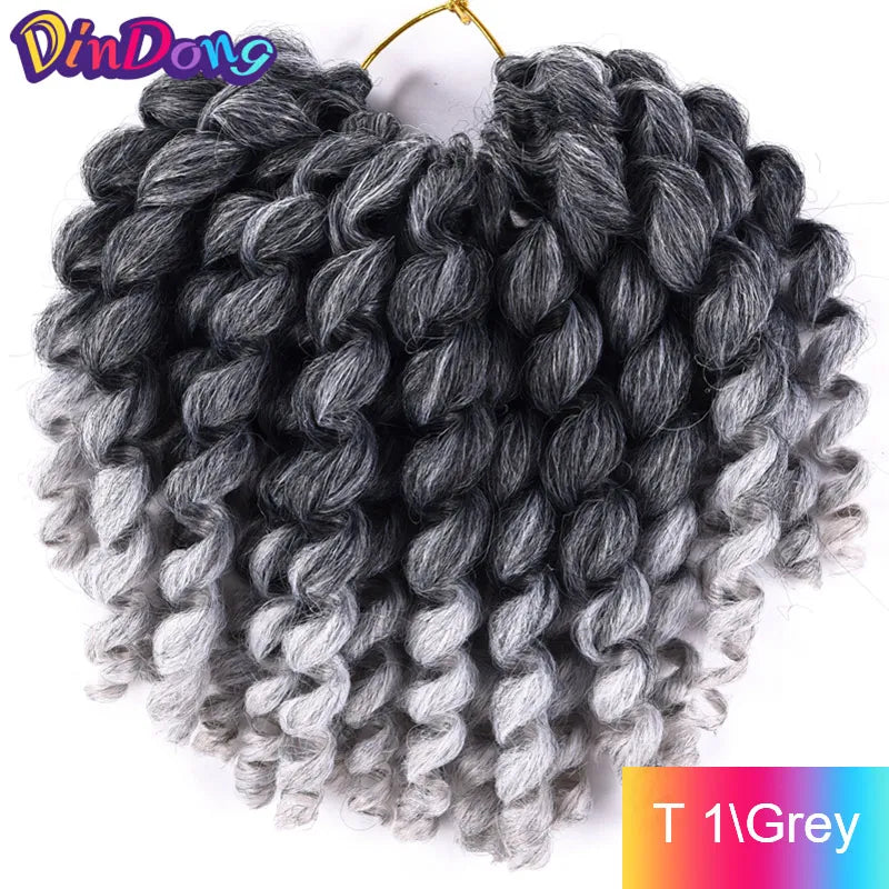 DinDong 8'' Synthetic Jumpy Wand Curl Hair Jamaican Bounce Braiding Hair Extension Crochet Braids Hair For Woman