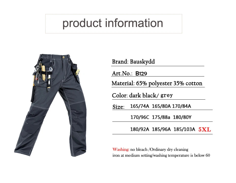 New High Quality Craftsman Men's Work Pants Workwear Multi Pockets Work Trousers Mechanic Workwear