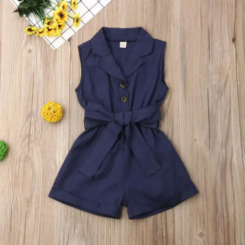 Ropa para bebés y niñas a la moda, sin mangas, con lazo en la cintura, trajes de verano, pelele, ropa para niños