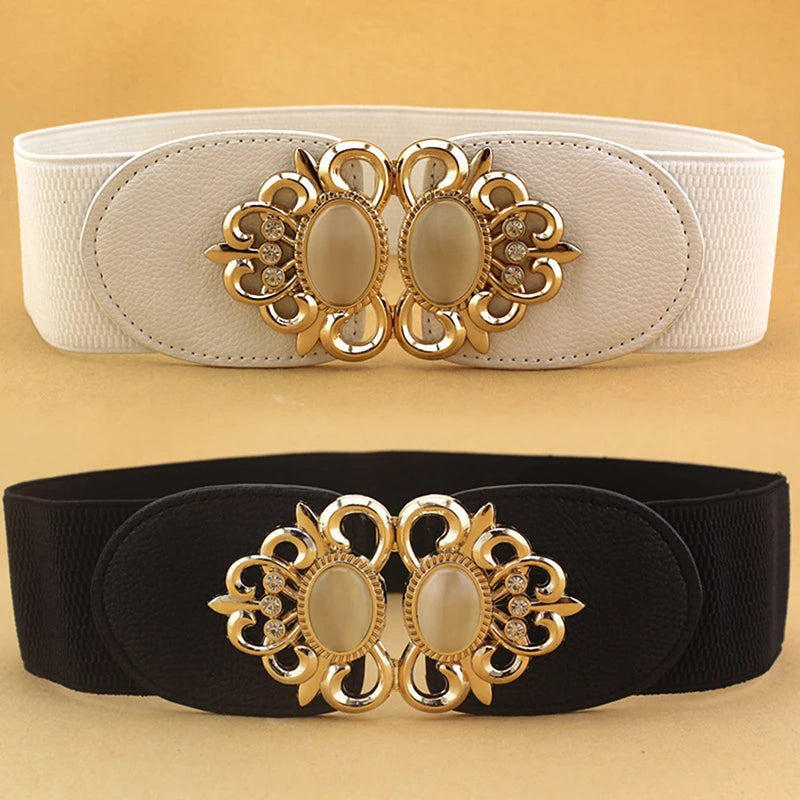 Ceinture en cuir PU métallisé pour femme