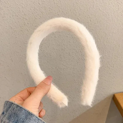 Warm Imitate Rabbit fur Headband For Women Thicken Plush Wide Hair Hoop Sweet Hair Bands For Girls Bezel New Hair Accessories