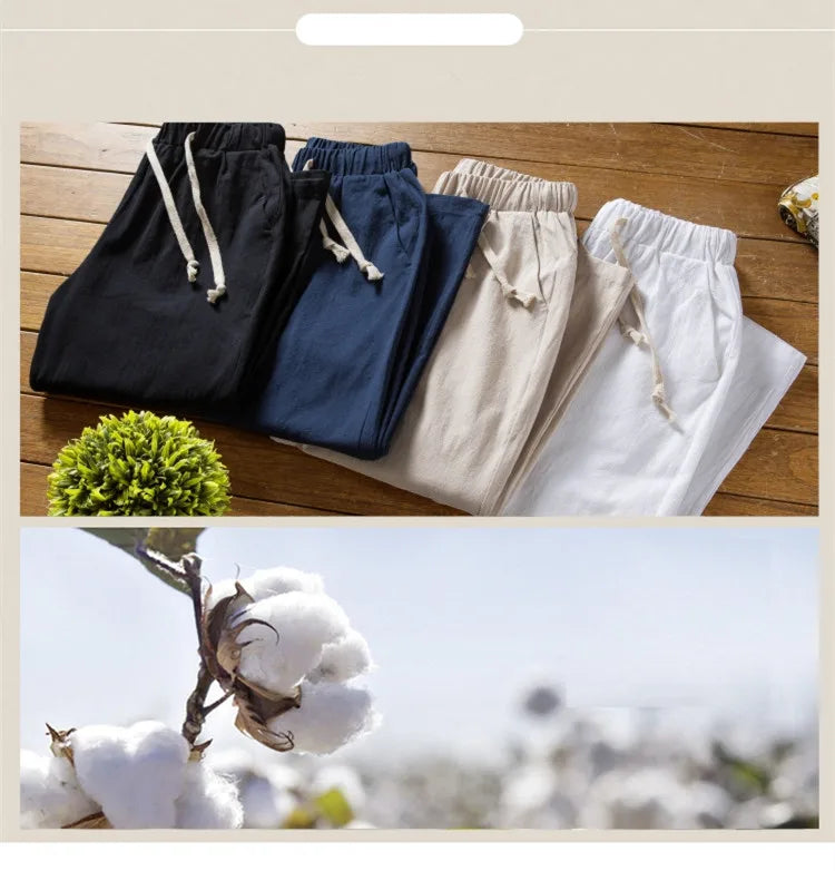 (Shirt + trousers) summer men shirt Man Cotton and linen shirts Short sleeve men's casual shirts men A set of clothes M-5XL