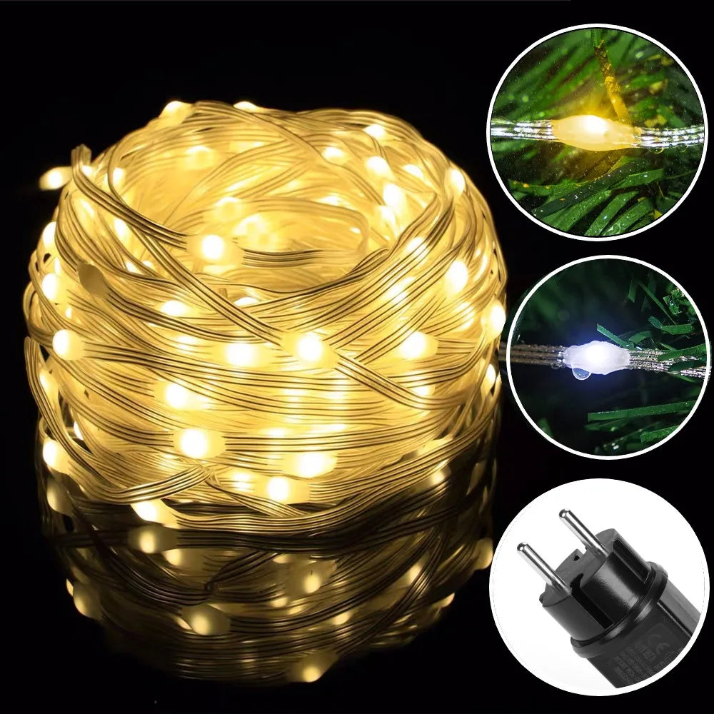 Christmas Decorations For Home Led Festoon Fairy Lights 20/50/100M EU/US Plug New Year 2025 Street Garland On The House