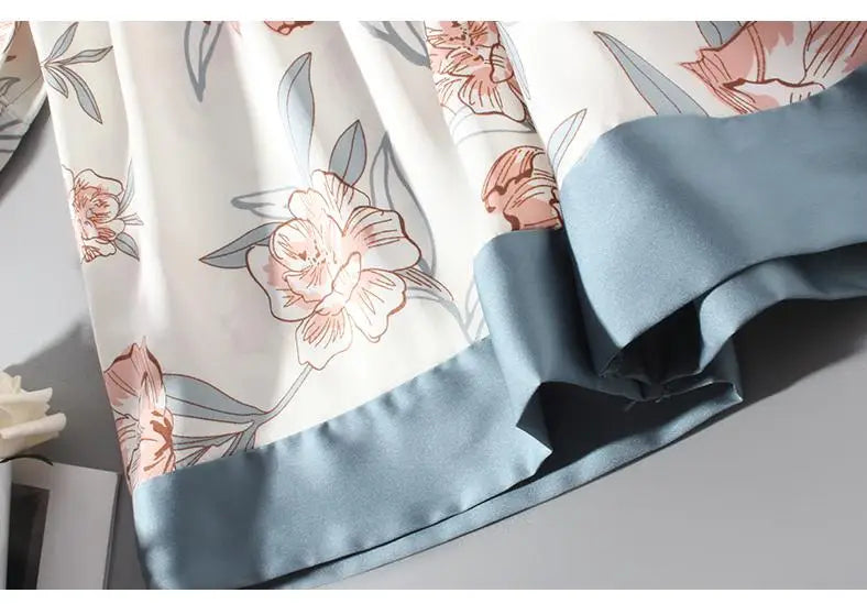 Conjunto de pijama de mujer, ropa de dormir casual, traje de bata de satén, ropa de noche para estar en casa, cuello en V, pijama suave, albornoz kimono, camisón lencería