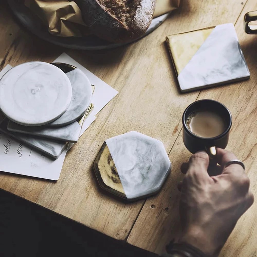 Posavasos de cerámica creativo con imitación de mármol, tapete para tazas de café, decoración de mesa de escritorio, posavasos para bebidas, tapete de vidrio, herramienta de cocina