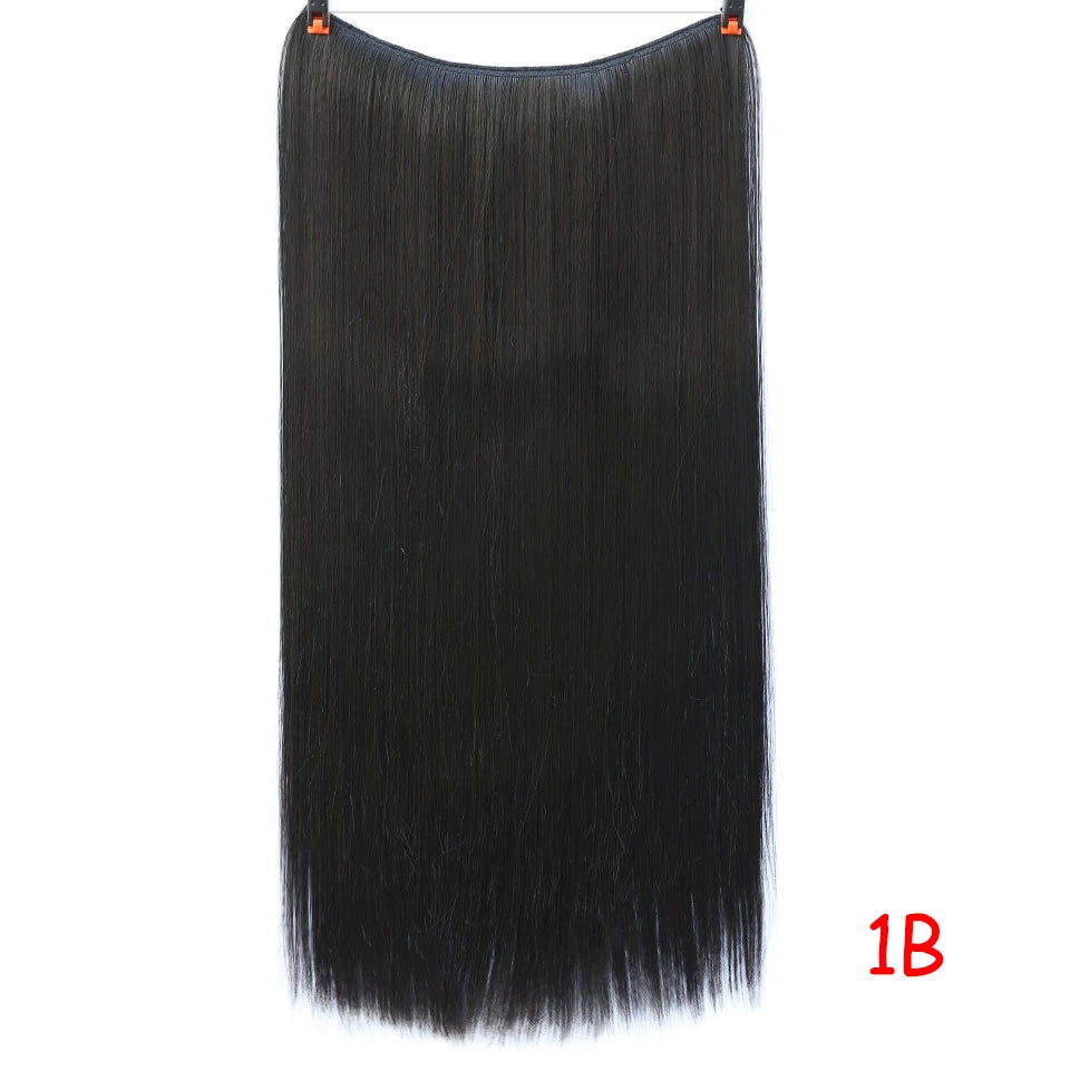 Allaosify Synthetic Hair Extension 24 Inch Curly Natural Black Red Brown Blonde Hairpieces With Fish Line Wavy False Hair Piece