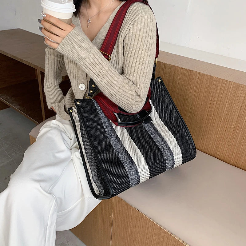 Luxury Women Canvas Handbags High Quality Ladies Large Capacity Purse Shoulder Bag Designer Female Travel Tote Messenger Bags