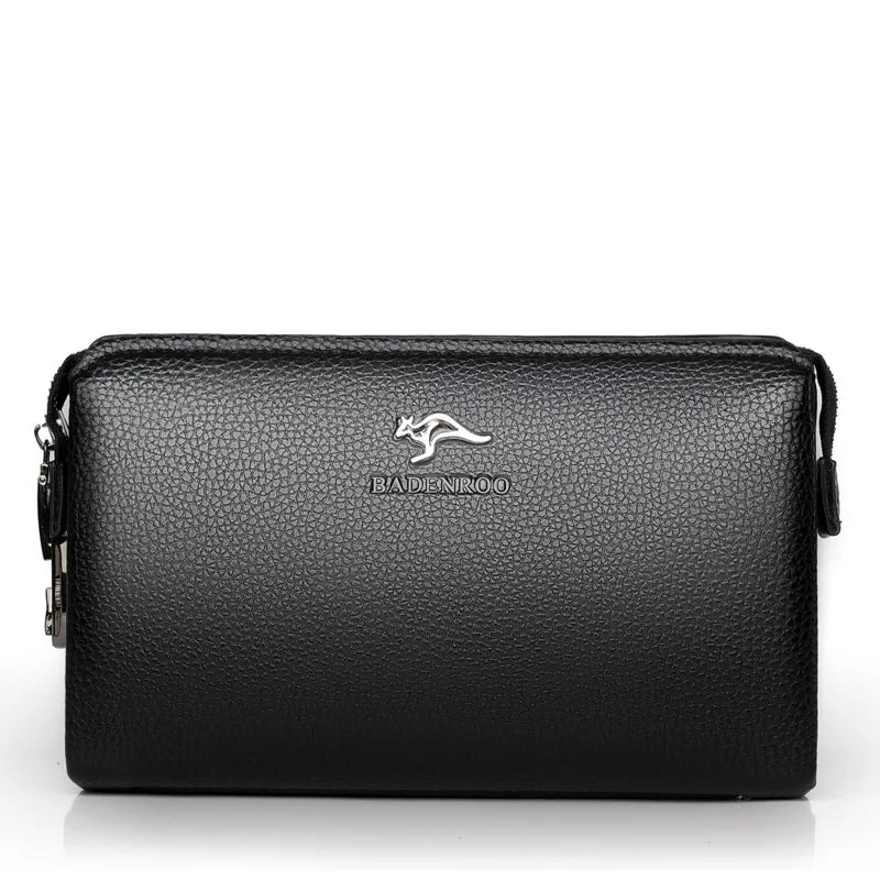 Luxury Brand Men's Wallet Leather Long Wallet  PU Leather Wallet Men Double Zipper Coin Pocket Purse Business Clutch Phone Bag