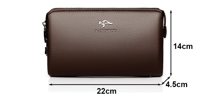 Luxury Brand Men's Wallet Leather Long Wallet  PU Leather Wallet Men Double Zipper Coin Pocket Purse Business Clutch Phone Bag