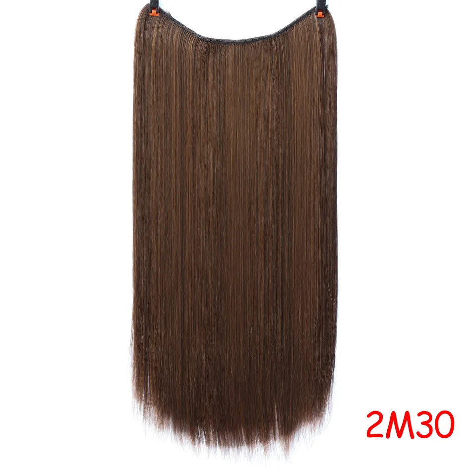 Allaosify Synthetic Hair Extension 24 Inch Curly Natural Black Red Brown Blonde Hairpieces With Fish Line Wavy False Hair Piece