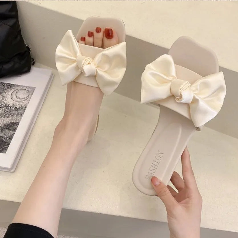 Women's Slippers  Platform Shoes Sandals Female Sexy Bow  Flat Slippers for Ladies Beach Vacation Women Summer Flip-flops
