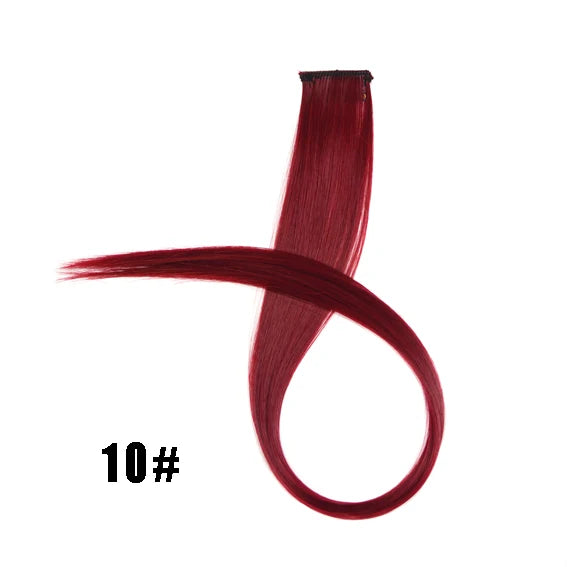 Extensiones de cabello sintético liso de 55,8 cm de largo, 37 colores, ignífugas, de clip, de una sola pieza