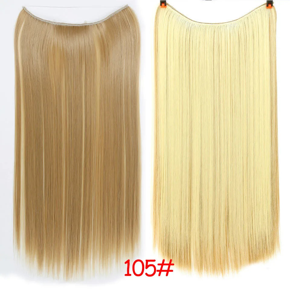 Allaosify Synthetic Hair Extension 24 Inch Curly Natural Black Red Brown Blonde Hairpieces With Fish Line Wavy False Hair Piece