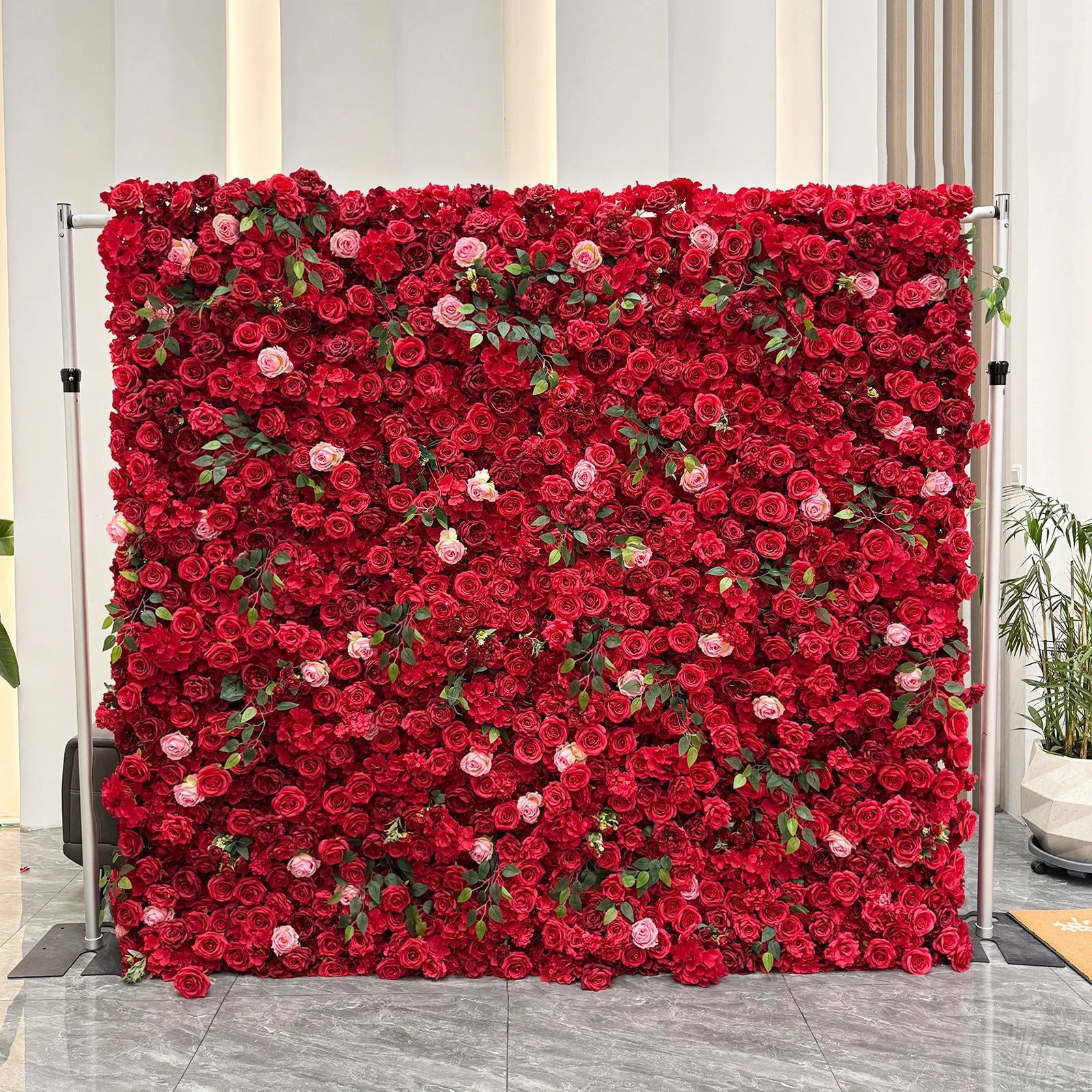 8*8 Lilac Blue Floral Wall Backdrop Panel Arrangement 3D Roll up Artifical Silk Rose Flower Wall for Home Wedding Party Decor