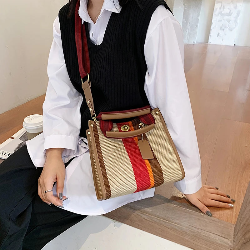 Luxury Women Canvas Handbags High Quality Ladies Large Capacity Purse Shoulder Bag Designer Female Travel Tote Messenger Bags