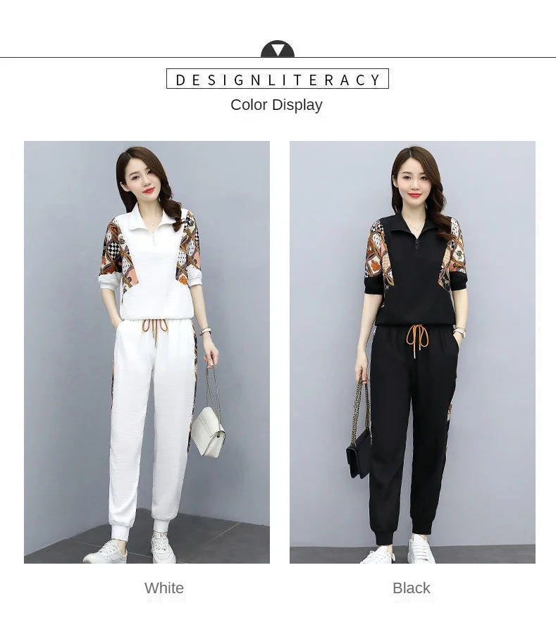 Women's Fashion Pencil Pant Suit New Summer Leisure Clothing Foreign Style Crop Top Two Piece Set Women Leggings Tracksuit