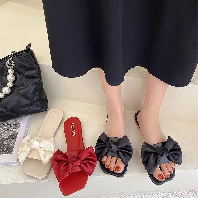 Women's Slippers  Platform Shoes Sandals Female Sexy Bow  Flat Slippers for Ladies Beach Vacation Women Summer Flip-flops