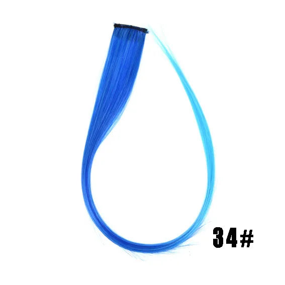 Extensiones de cabello sintético liso de 55,8 cm de largo, 37 colores, ignífugas, de clip, de una sola pieza