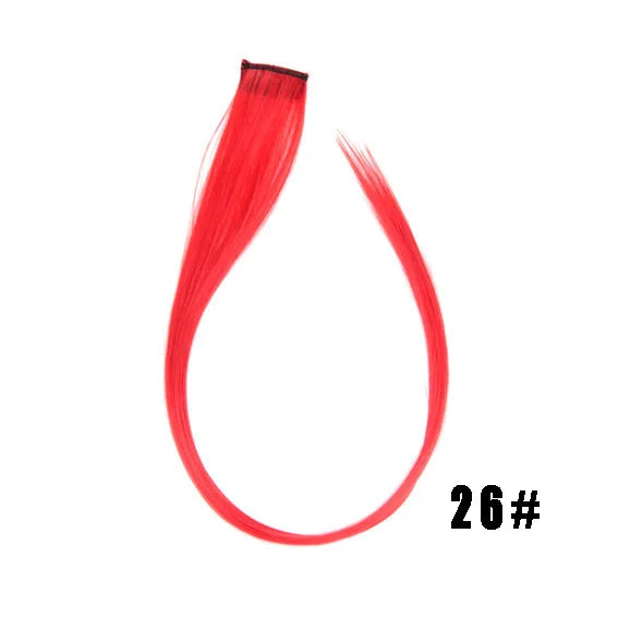 Extensiones de cabello sintético liso de 55,8 cm de largo, 37 colores, ignífugas, de clip, de una sola pieza