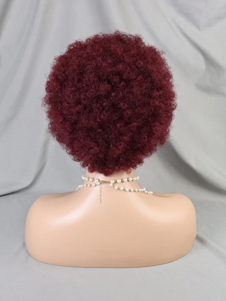 Pelucas Bob delanteras de cabello humano indio 99j listas para enviar pelucas pre-trenzas para mujeres africanas 13x4 Peluca Pixie rizada corta de encaje frontal