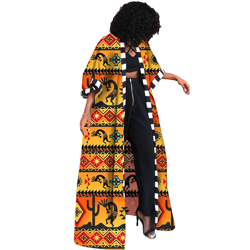 Africa Clothes for Women  Dashiki Autumn Winter African Women Printing Long Shirt Cardigan Coat Dress African Dresses Women
