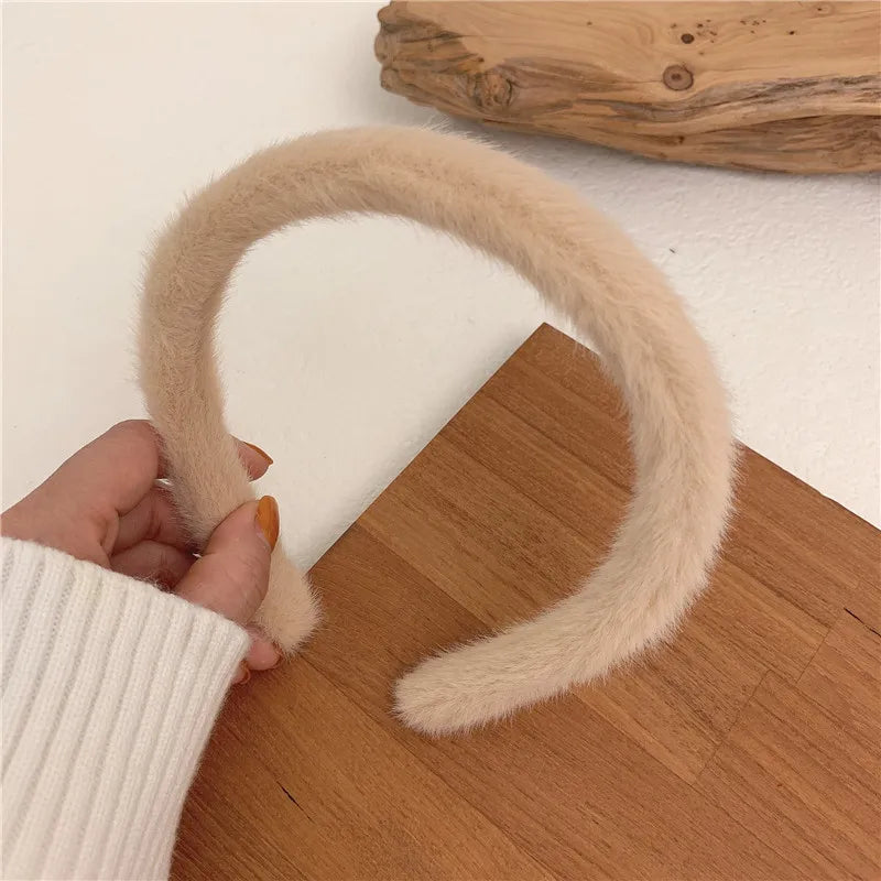 Warm Imitate Rabbit fur Headband For Women Thicken Plush Wide Hair Hoop Sweet Hair Bands For Girls Bezel New Hair Accessories