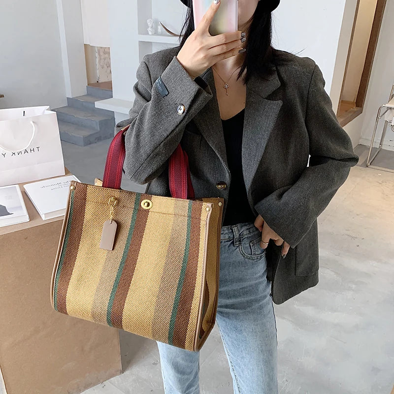 Luxury Women Canvas Handbags High Quality Ladies Large Capacity Purse Shoulder Bag Designer Female Travel Tote Messenger Bags
