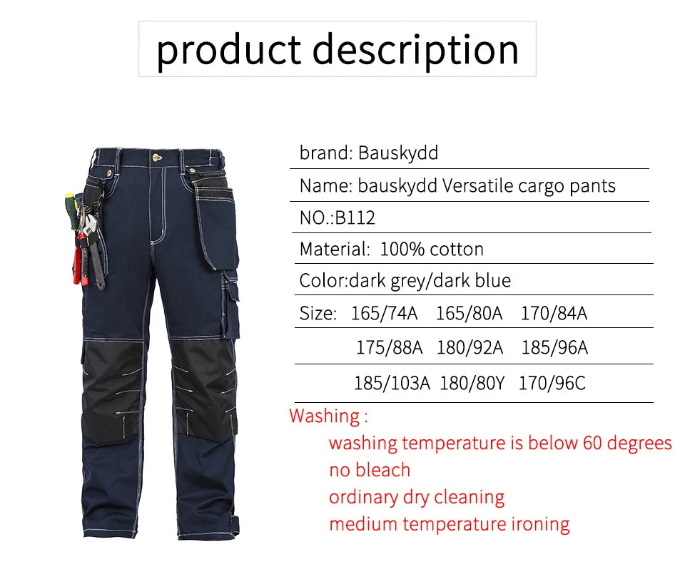 New High Quality Craftsman Men's Work Pants Workwear Multi Pockets Work Trousers Mechanic Workwear