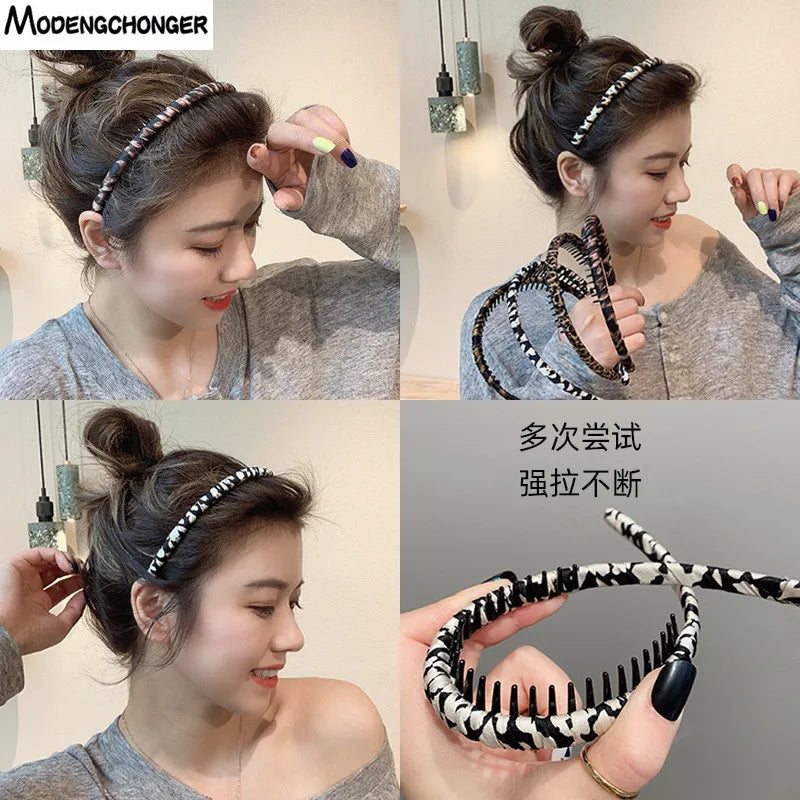 Nouveaux bandeaux tendance, serre-têtes antidérapants avec dents, élastiques pour cheveux, accessoires pour cheveux pour femmes et filles