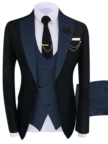 New Costume Homme Popular Clothing Luxury Party Stage Men's Suit Groomsmen Regular Fit Tuxedo 3 Peice Set Jacket+Trousers+Vest