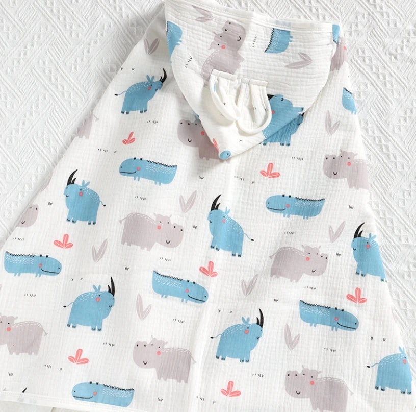 Newborn Baby Boy Girl Bathrobe Towel 100% Cotton Infant Toddler Child Cartoon Hooded Bathrobe Cloak Baby Blanket